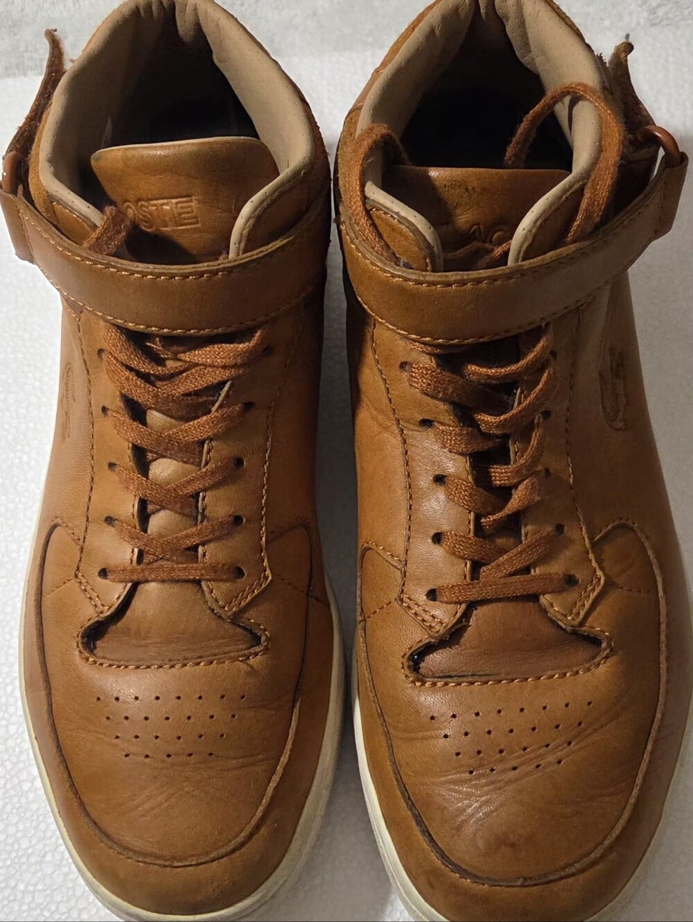 Lacoste Men's Brown Leather High-Top Sneakers